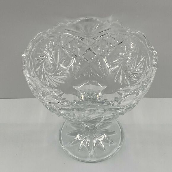 Vintage Exquisite Star of David Cut Crystal Footed Pedestal Bowl Candy Dish 7" - Picture 11 of 12